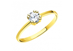 Кольцо из желтого золота с фианитом