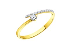 Кольцо из желтого золота с фианитом