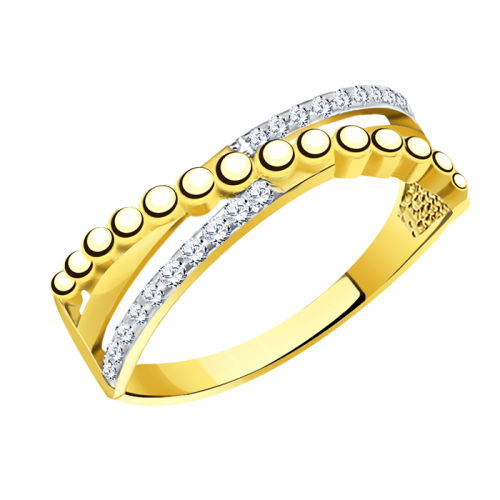 Кольцо из желтого золота с фианитом