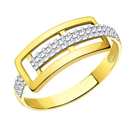 Кольцо из желтого золота с фианитом