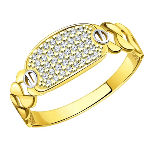 Кольцо из желтого золота с фианитом