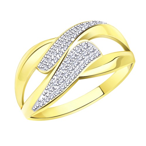 Кольцо из желтого золота с фианитом