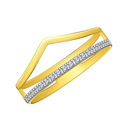 Кольцо из желтого золота с фианитом