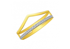 Кольцо из желтого золота с фианитом