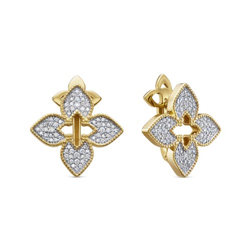 Серьги классические из желтого золота с фианитом