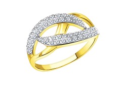 Кольцо из желтого золота с фианитом