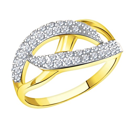 Кольцо из желтого золота с фианитом