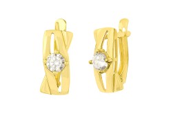 Серьги из желтого золота с фианитом