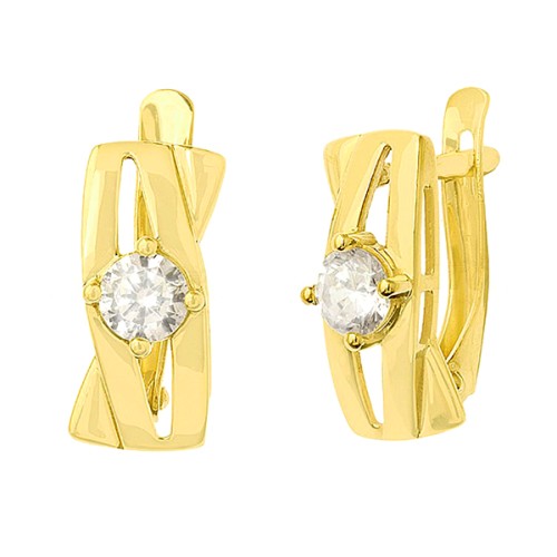 Серьги из желтого золота с фианитом