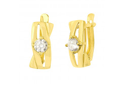 Серьги из желтого золота с фианитом