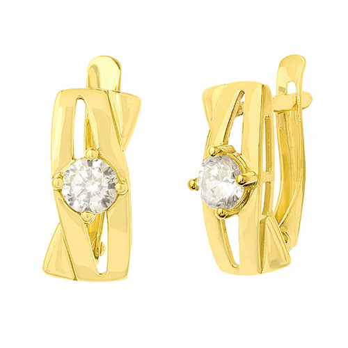 Серьги из желтого золота с фианитом