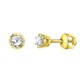Серьги пусеты (гвоздики) из желтого золота с фианитом