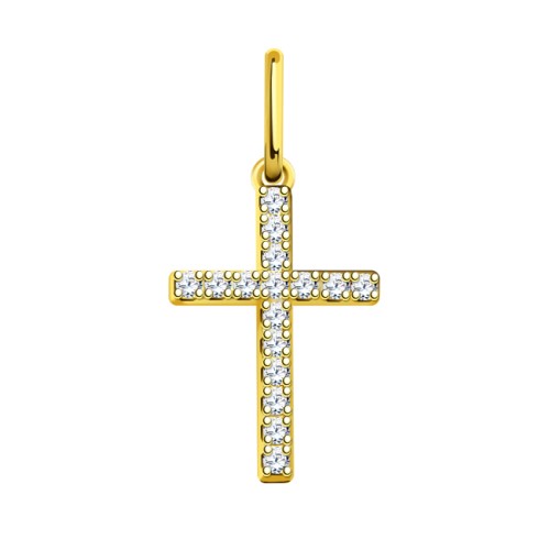 Подвеска из желтого золота с фианитом