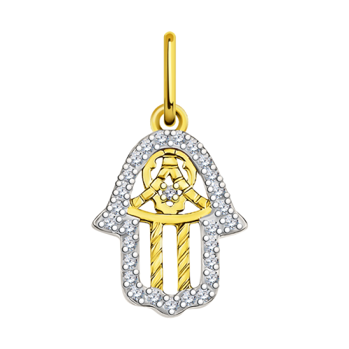 Подвеска из желтого золота с фианитом