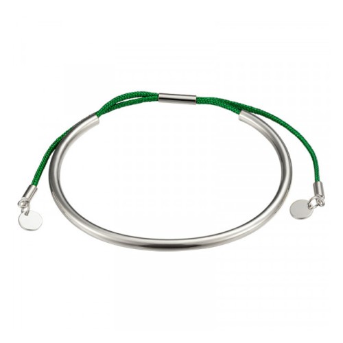 Серебряный браслет с текстилем