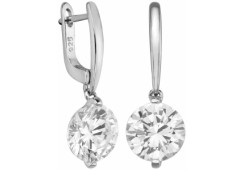 Серебряные cерьги висячие с фианитом