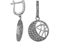 Серебряные cерьги висячие с фианитом