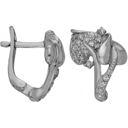 Серебряные cерьги классические с фианитом