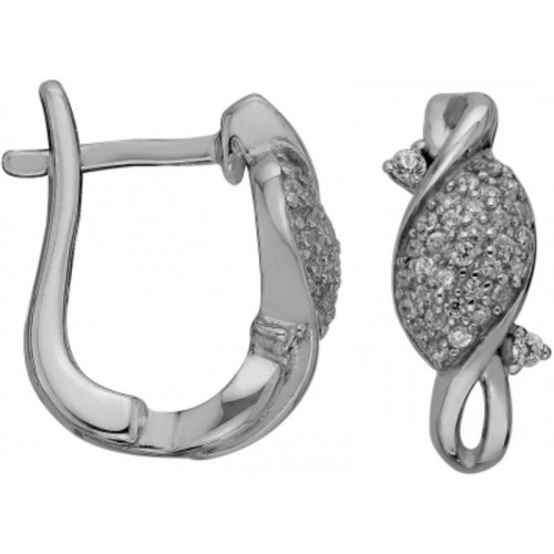 Серебряные cерьги классические с фианитом