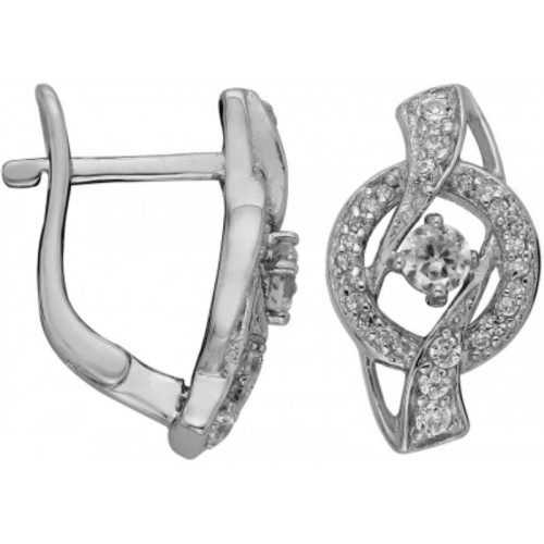 Серебряные cерьги классические с фианитом