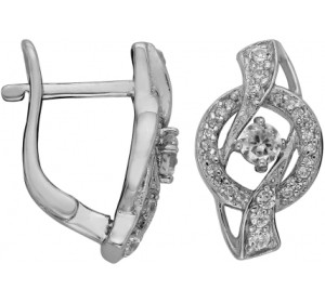 Серебряные cерьги классические с фианитом