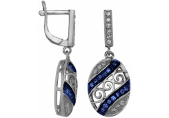 Серебряные cерьги висячие с фианитом