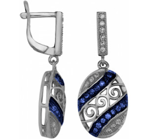 Серебряные cерьги висячие с фианитом