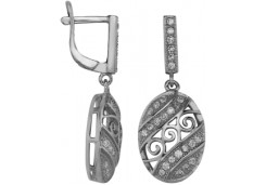 Серебряные cерьги висячие с фианитом