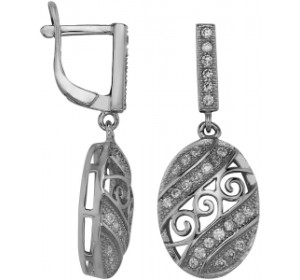 Серебряные cерьги висячие с фианитом