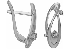 Серебряные cерьги классические с фианитом