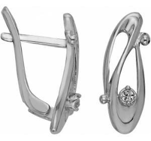Серебряные cерьги классические с фианитом