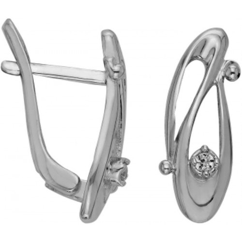 Серебряные cерьги классические с фианитом