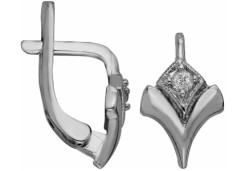 Серебряные cерьги классические с фианитом