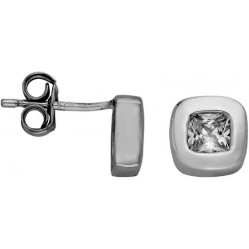 Серебряные cерьги пусеты (гвоздики) с фианитом