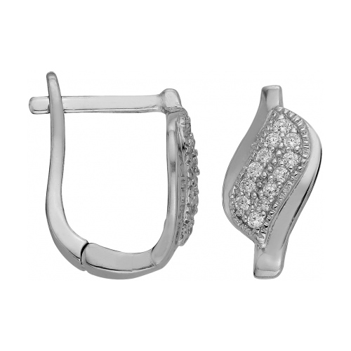 Серебряные cерьги классические с фианитом