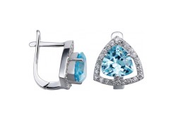 Серебряные cерьги классические с фианитом