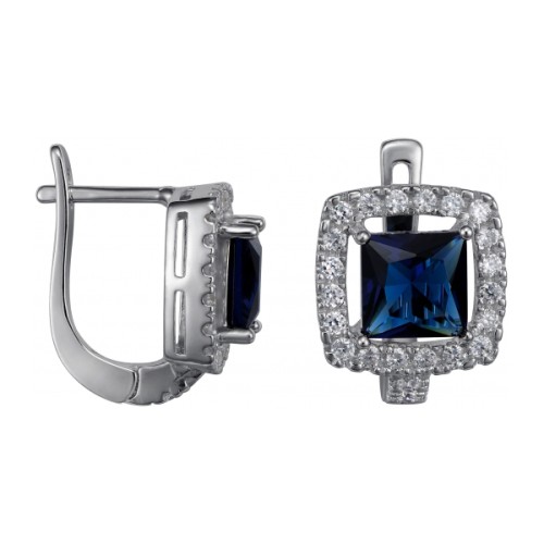 Серебряные cерьги классические с фианитом