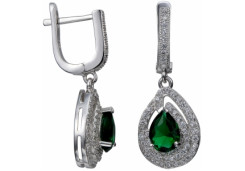 Серебряные cерьги висячие с фианитом