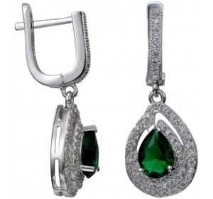 Серебряные cерьги висячие с фианитом