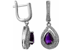 Серебряные cерьги висячие с фианитом
