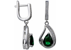 Серебряные cерьги висячие с фианитом