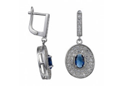 Серебряные cерьги висячие с фианитом