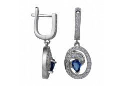 Серебряные cерьги висячие с фианитом