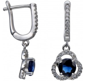 Серебряные cерьги висячие с фианитом