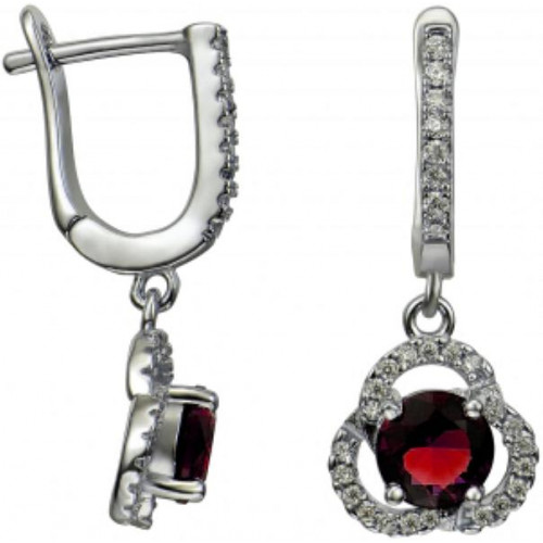 Серебряные cерьги висячие с фианитом