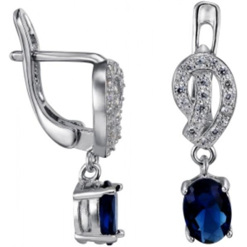 Серебряные cерьги висячие с фианитом