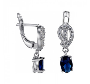 Серебряные cерьги висячие с фианитом