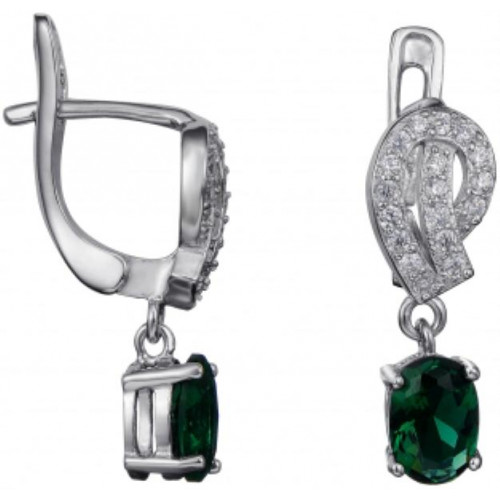 Серебряные cерьги висячие с кварцем