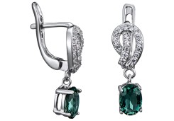 Серебряные cерьги висячие с кварцем