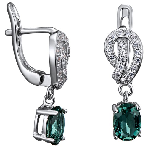 Серебряные cерьги висячие с кварцем